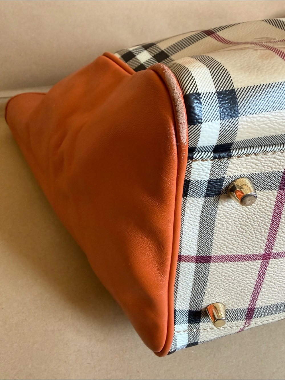 Burberry Orange Haymarket Check Coated Canvas - Picture 10 of 16